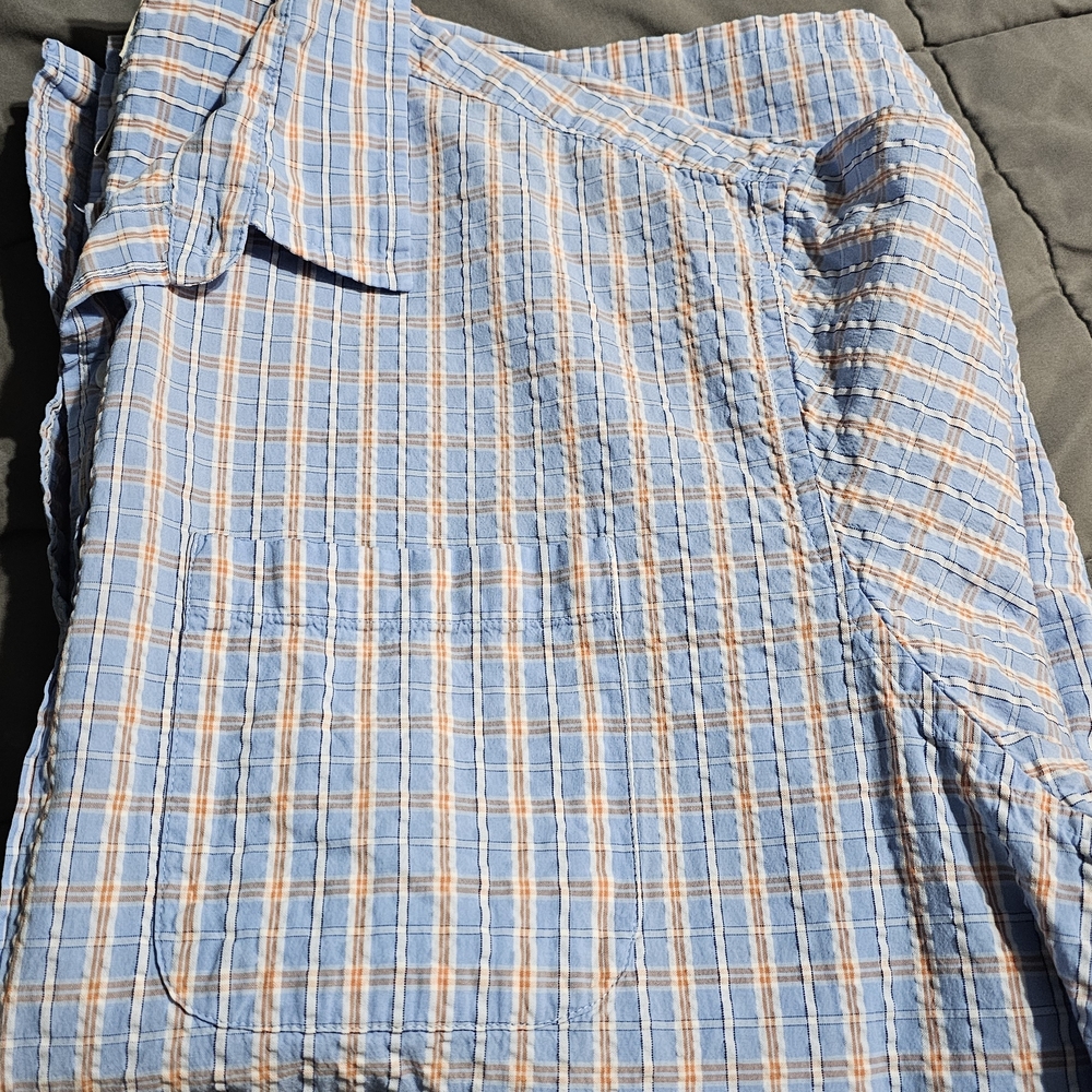 L.L. Bean Blue and Orange Plaid Shirt